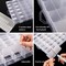 2 Pack 36 Grids Clear Plastic Organizer Box Container Craft Storage with Adjustable Dividers for Beads Organizer Art DIY Crafts Jewelry Fishing Tackles with 5 Sheets Label Stickers